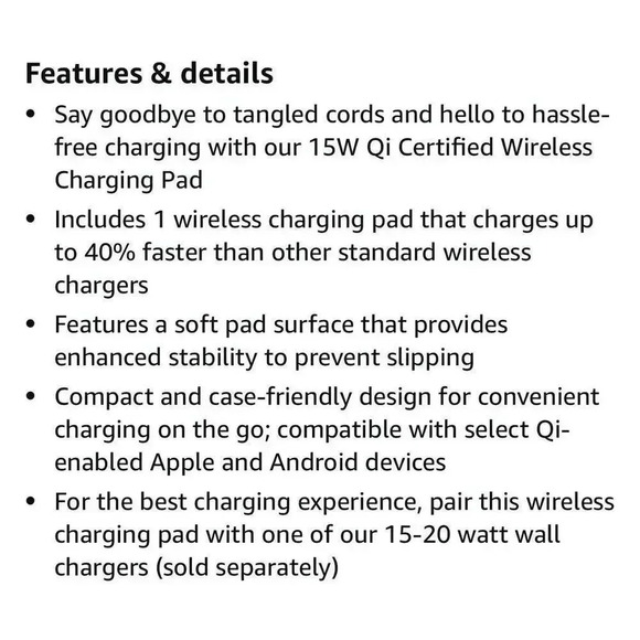 AT&T 15W Fast Charge Wireless Charging Pad Black New - Picture 9 of 9